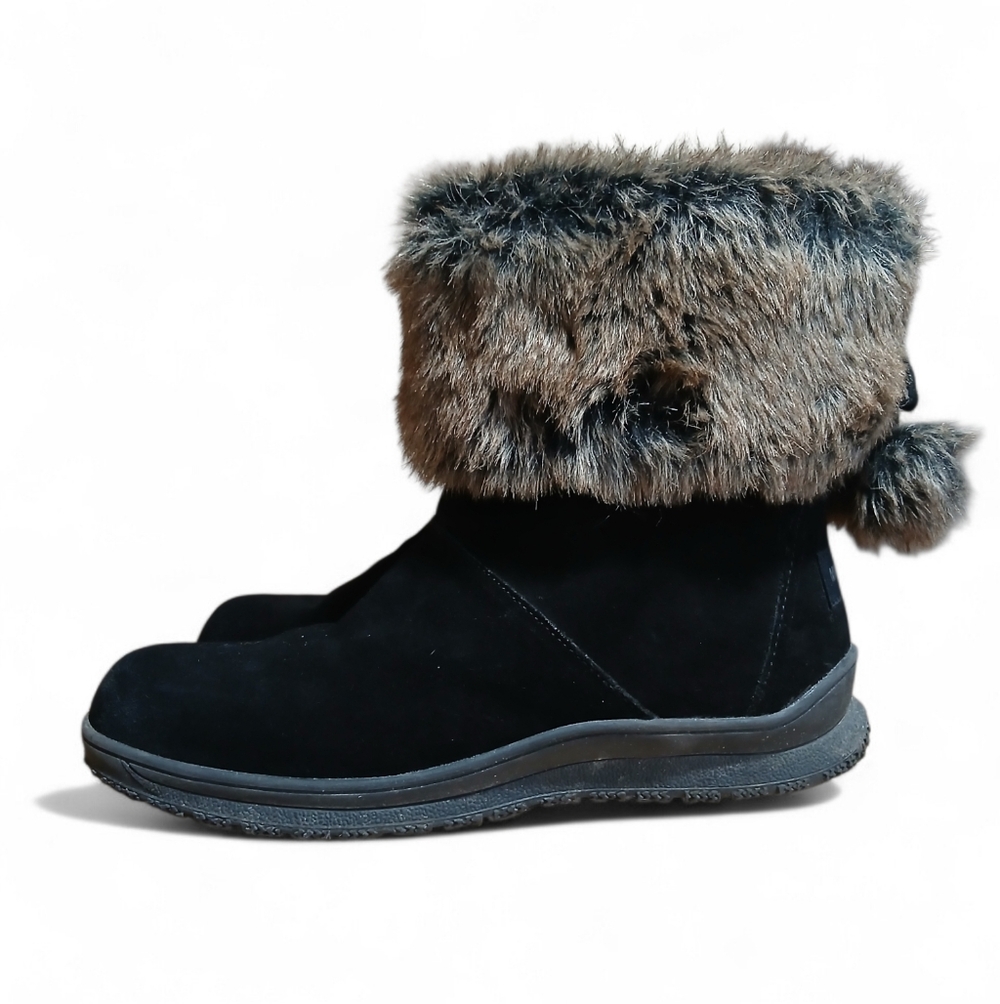 Minnetonka Women's Size 10 Black and Brown Fur-Lined Boots